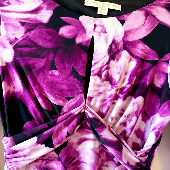 Boston Proper purple peonies midi dress - Picture 2 of 10